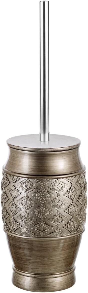 Creative Scents Toilet Brush Set - Toilet Bowl Cleaner Brush and Holder - Decorative Bathroom Cleaner Brush - Space Saving Design Toilet Bowl Scrubber - Brushed Silver Color, Dublin Style