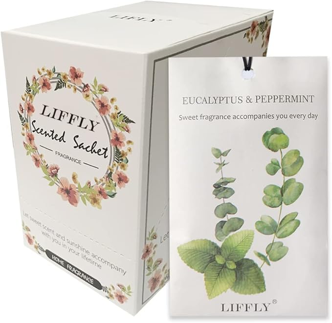 LIFFLY 14 Packs Eucalyptus Peppermint Scented Sachets fit Drawers and Closets