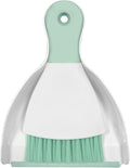 Mini Broom with Dustpan Combo Set Small Dust pan and Brush Set Quick Cleanup Tools for Kitchen Table Keyboards Pets Nest Sofa (Green)