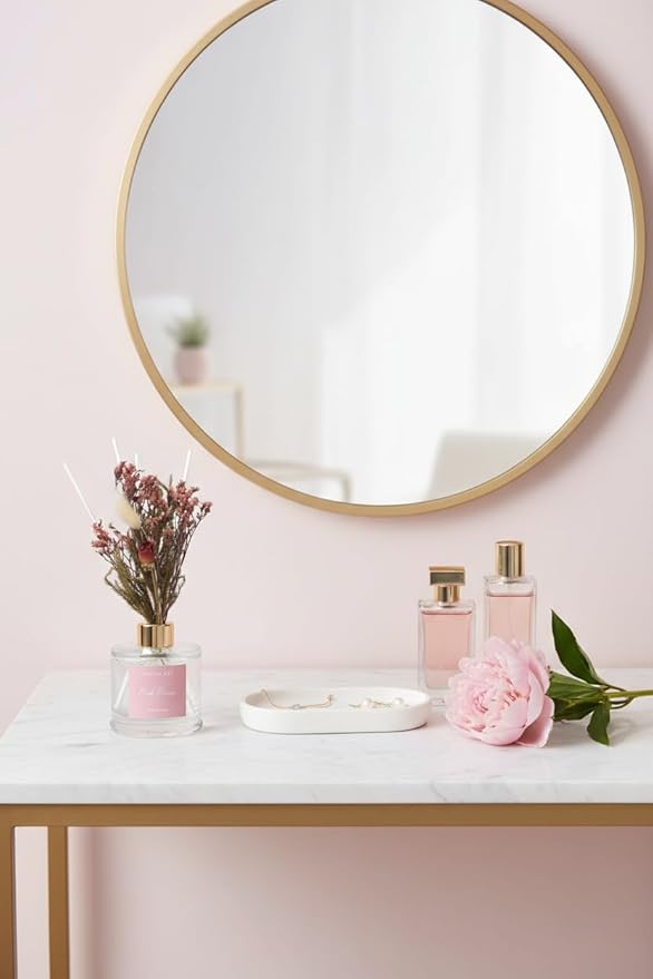 5.7 fl oz Pink Peony Reed Diffuser Set, Glass Bottle with Preserved Flowers, Natural Home Fragrance for Bedroom, Bathroom, Home Decor(170ml)
