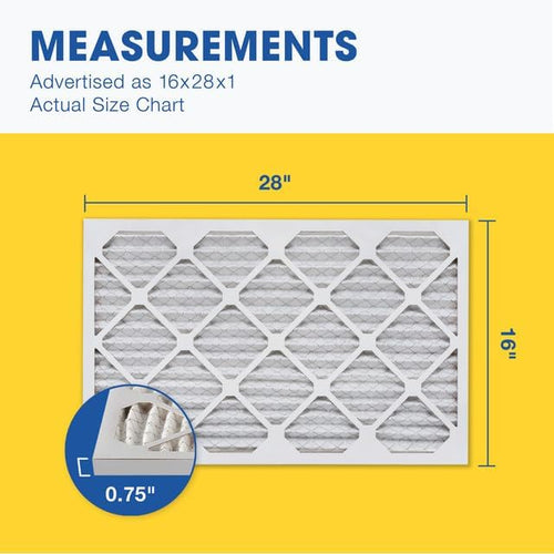 Aerostar 16x28x1 MERV 13 Pleated Air Filter, AC Furnace Air Filter, 6 Pack (Actual Size: 16" x 28" x 3/4")