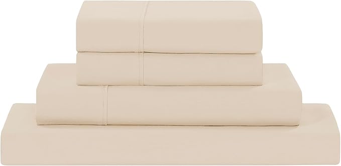 Modern Threads Soft Microfiber Solid Sheets - Luxurious Microfiber Bed Sheets - Includes Flat Sheet, Fitted Sheet with Deep Pockets, & Pillowcases Egg Shell California King