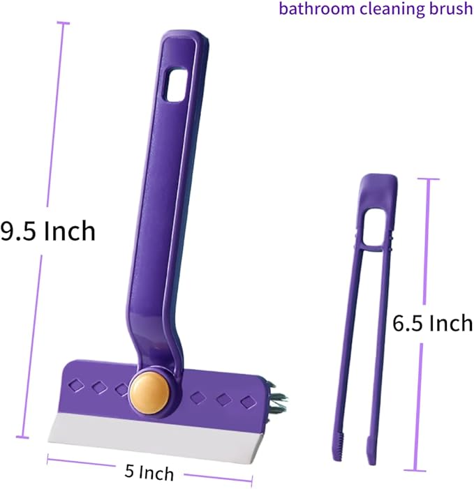 Lightweight Scraper Cleaning Brush with Hard Bristles and Built-in Garbage Holder, Multi-Surface Cleaner for Kitchen Sink, Bathroom Tub, Glass Stove Top, Tabletop, and Hard-to-Reach Floor Crevices