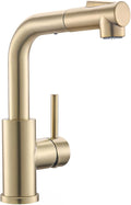 GIMILI Modern Bar Sink Faucet for Kitchen Sink Single Handle with Pull Out Sprayer Hot and Cold Prep Sink Faucet Brushed Gold