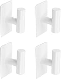 4 Pack Towel Hooks for Bathroom, Wall Hooks Self-Adhesive No-Drill Door Hanger Apply to Shower/Kitchen/Bedroom/Hanging Coat/Towel/Robe (White)