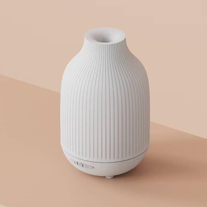 Rechargeable Essential Oil Diffuser – Cordless White Stone Aromatherapy Diffuser with LED Light, 250ml Water Tank, Portable & Silent Mist for Home, Bedroom, Office