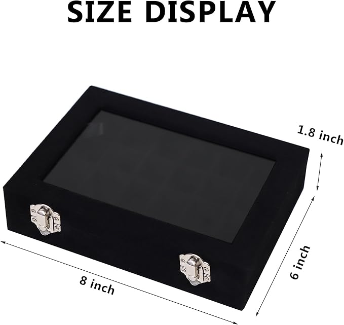 Velvet Jewelry Box 24 Grid Jewelry Earrings Display Organiser Box Ring Tray Holder Earrings Storage Case for Girls Women Wife Mom (Black)