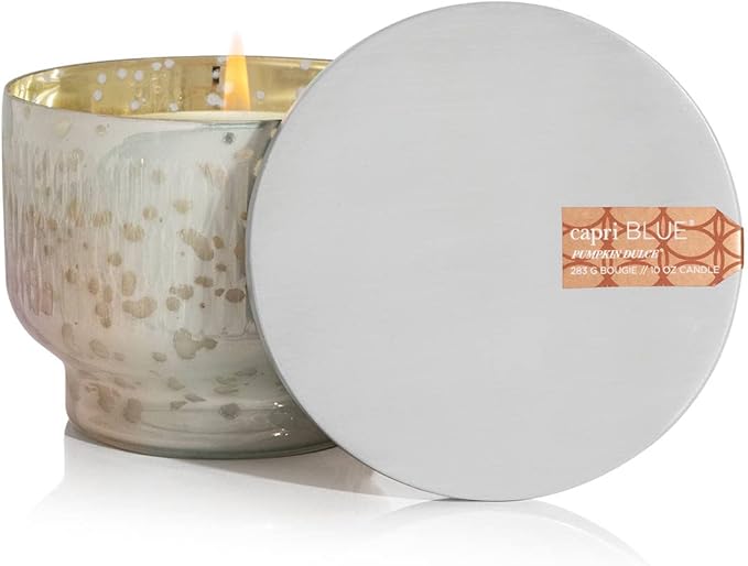 Capri Blue Holiday Mercury Jar Candle - Luxury Scented Candles for Home Decor - Long Lasting Soy Wax Blend- Decorative Jar for Holidays - Inverted Pumpkin Dulce (10 oz)