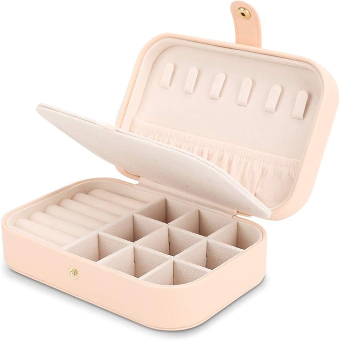 Travel Jewelry Case Jewelry Organizer Box with Two Layer Portable Small Jewelry Storage Case Accessories Holder/Pink