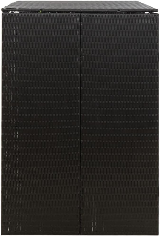 Double Wheelie Bin Shed Garbage Can Storage Shed, PE Trash Container Management Unit, Outdoor Patio Recycling Dustbin Trash Shed, Black 55.1"x31.5"x46.1" Poly Rattan