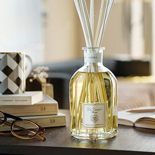Dr. Vranjes - Ambra 500 ml Diffuser + Double Pack of White Sticks (3 Pieces Bundle)- Luxury Home Fragrance, Made in Italy, Main Scent: Oriental, Olfactory Pyramid: Amber, Patchouli, Sandalwood