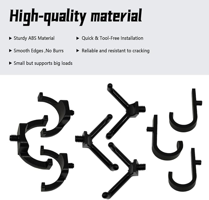9 Pcs ABS Storage Shed Tool Hooks Shed Tool Hangers Fit for Suncast & Craftsman Sheds Include J-Shape, U-Shape and V-Shape for Organizing Tool, Ladders, Bulk Items, Hoses & Garden Tools Black