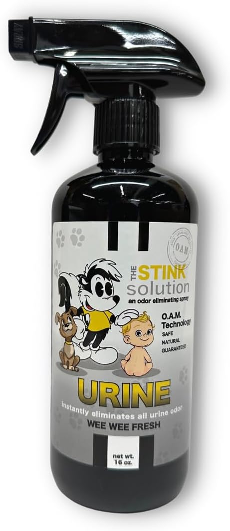The Stink Solution Urine Odor Eliminator Spray Completely Removes Cat Urine, Dog Pee, & Human Urine Odor Quickly from Carpet, Mattress, Hardwood Floor, Grass, Outdoor Turf, etc - 1 16oz (WeeWee Fresh)