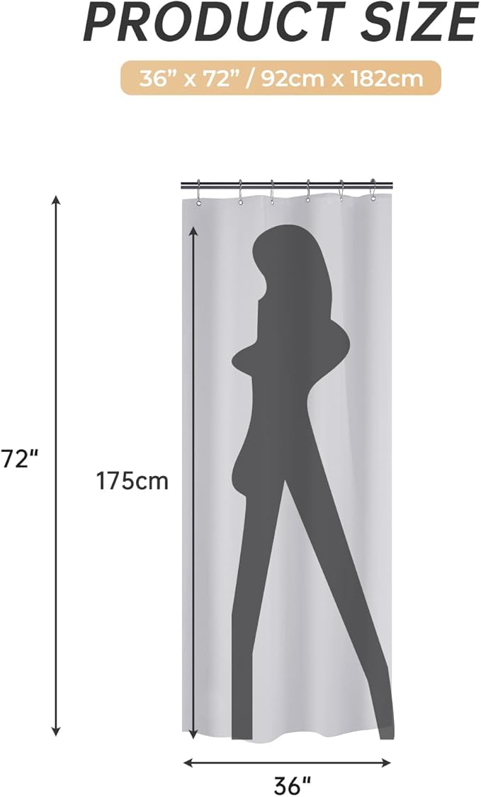 AmazerBath Stall Shower Curtain 36x72, Heavy Duty Plastic, Grey with 2 Weighted Stones and 6 Grommet Holes