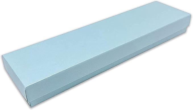 TheDisplayGuys - 100-Pack #82 Cotton Filled Cardboard Paper Jewelry Boxes Gift Case - Pearl Teal (8.0" x 2.0" x 1.0") - for Shipping or Storage