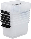 Farmoon 6 Quart Clear Lidded Storage Bin, Small Plastic Container Box with Handle, 6 Packs, R