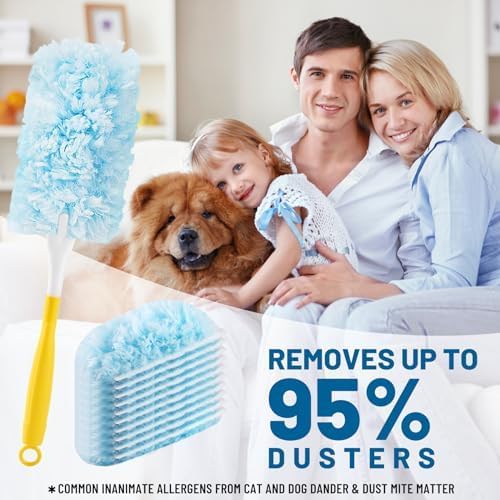 Duster Refill for Swiffer Duster Refill，360 Dusters Heavy Duty Refills, Multi Surface Disposable Duster Kit Unscented for Home, Office, Furniture (30 Count + 1 Handle)
