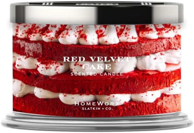 HomeWorx by SLATKIN + CO. Candle- Red Velvet Cake, 18 oz. Premium Scented Candle - 30-55 Hours Burn Time