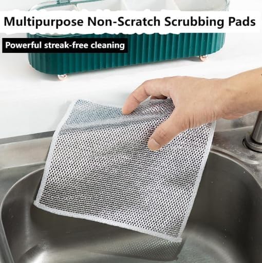 Desolio Cleaning Cloths, Multipurpose Wire Miracle Cleaning Cloths, Multipurpose Wire Dishwashing Rags for Wet and Dry, for Washing Dishes, Sinks, Counters, Stove Tops (15 Pcs)