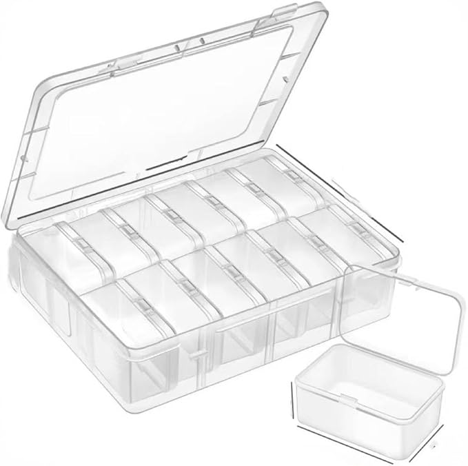 12-in-1 Multi-Functional Plastic Jewelry Organizer Box | Bead Storage Organizer with 12 Removable Compartments | Travel-Friendly Craft Organizer Box for Daily Jewelry Management (Big Box (2 pack))