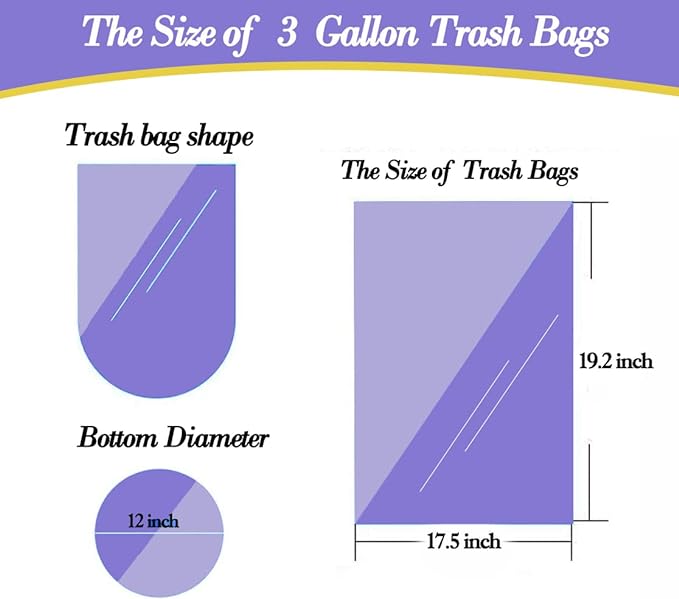 3 Gallon 180pcs Small Multi Trash Bags Strong Pink Grey Gold Garbage Bags,Plastic Bathroom Trash Can Bin Liners Unscented,Waste Basket Liner Fit 10-13 Liter,2.5-2.6 Gallon,3.2Gallon(3-PGG180)