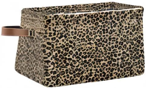 ALAZA Cheetah Leopard Print Animal Skin Foldable Storage Box Storage Basket Organizer Bins with Handles for Shelf Closet Living Room Bedroom Home Office 2 Pack