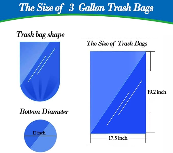 3 gallon Clear trash can liners,Small clear Garbage Bags 300,Extra Strong 2.6,3 Gal Trash Bag,Fit 10 liters trash Bin Liners for Home Office Kitchen （Clear 300）