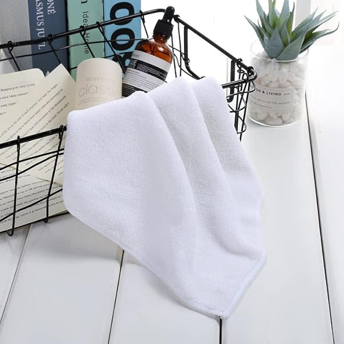 WEAWE Microfiber Cleaning Cloth-24Pcs (13x13 inch) Ultra Soft Highly Absorbent Rags for Housekeeping-Machine Wash (White)