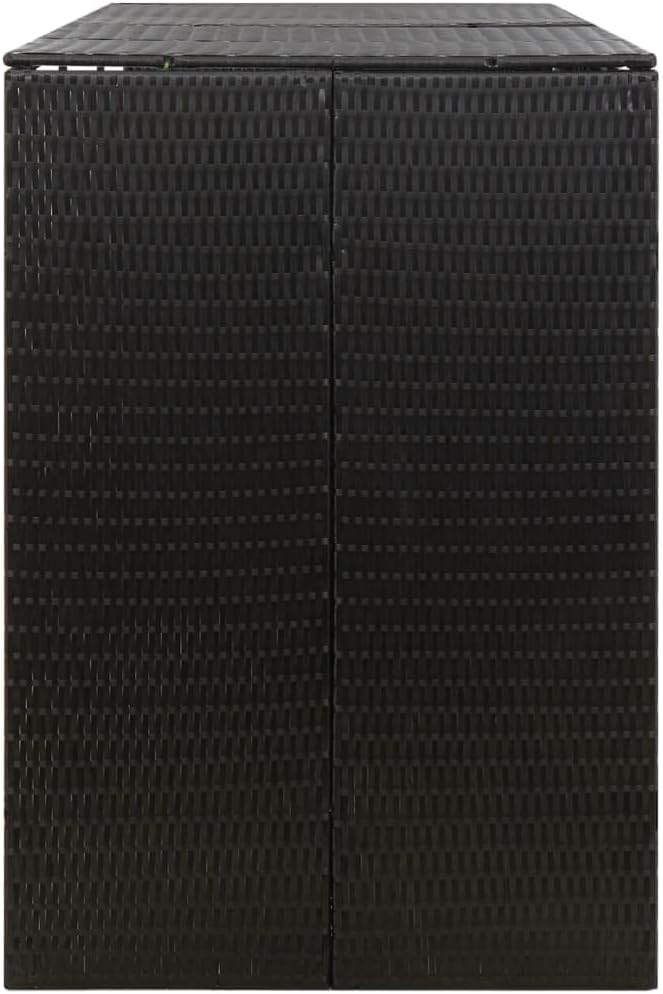 Triple Wheelie Bin Shed Garbage Can Storage Shed, PE Trash Container Management Unit, Outdoor Patio Recycling Dustbin Trash Shed, Black 81.5"x31.5"x46.1" Poly Rattan -AA