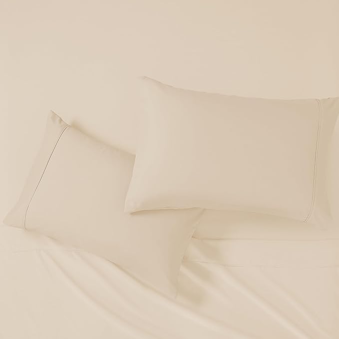 Modern Threads Soft Microfiber Solid Sheets - Luxurious Microfiber Bed Sheets - Includes Flat Sheet, Fitted Sheet with Deep Pockets, & Pillowcases Egg Shell King