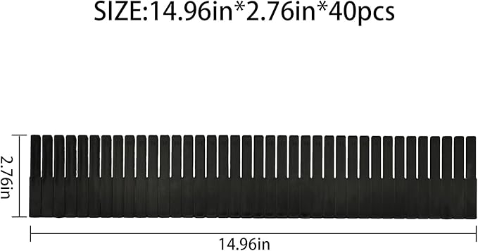 40Pcs Drawer Dividers, 14.96" x 2.76", Thin, DIY Plastic Drawer Separators, Large Adjustable Dresser Drawer Organizer for Clothes, Bedroom, Bathroom, Kitchen Cutlery, Desk, Office Storage