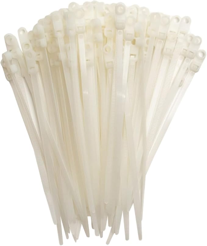 ZipTie.com 6.3-Inch Natural Zip Ties With Screw Hole - 50-lb Tensile Strength Cord Management & Secure Mounting - UL 21 Listed Tie Wraps - Indoor & Outdoor Multi-Purpose (100-Pack)