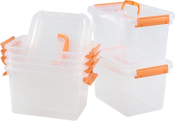 Farmoon 6 Quart Storage Bins with Lids, 6 Pack Storage Boxes Plastic, Clear