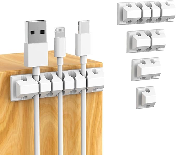 ELII 327PCS White Cable Management Kit 4 Cable Cable Sleeves, 65 Cable Clips with 13Cord Holders,20+5Roll Cable Organizer Straps,200 Fastening Cable Ties,20 Cable Zip Tie Mounts for Computer (White)