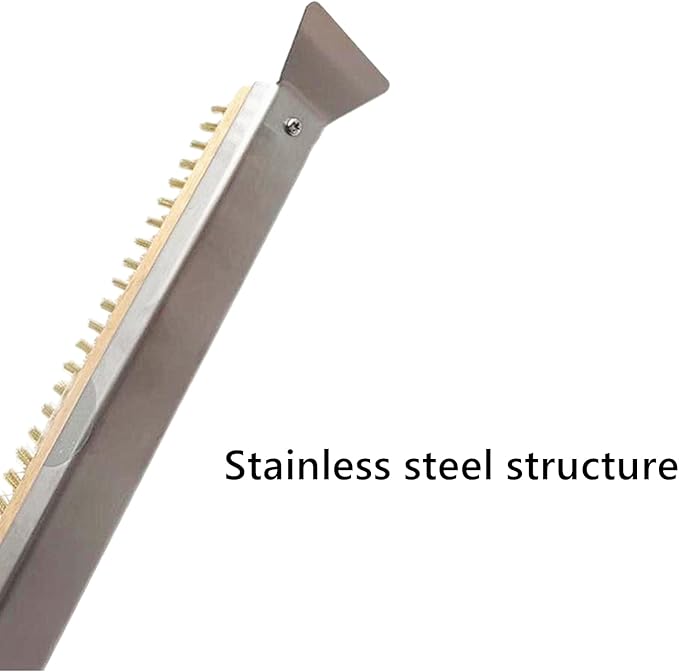 ToppYuanZea 21 Inch Pizza Oven Brush with Scraper, Brass Bristles, Outdoor BBQ Grill Cleaning Brush Copper Wire Pizza Stone with 1 Screwdriver Outdoor Oven Accessories