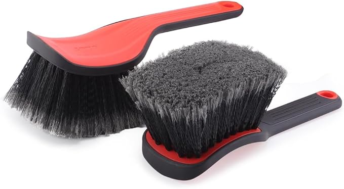 Wheel Face Brush,2Pcs Wheel Brush, Carpet Cleaning Brush,Stiff Synthetic Bristles,Ergonomic Design Handle, Scrub Brush for Floor Mats,Car Wheel Hub Cleaning,Car Interior,Home Soft Flagged-Tip Bristles
