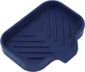 MicoYang Silicone Bathroom Soap Dishes with Drain Spout-Kitchen Sink Organizer,Sponge Holder,Dish Soap Tray,Perfect for Dispenser,Scrubber,Bottle,Cup on Sink or Counter-Navy Blue 4.9"×3.2"