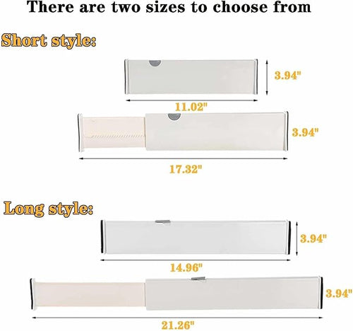 12 Pack Drawer Dividers 3.94" High, 14.94"-21.26" Adjustable Dresser Drawer Organizers for Clothes, Expandable Dresser Separators in Bedroom/Bathroom/Kitchen Organization and Storage