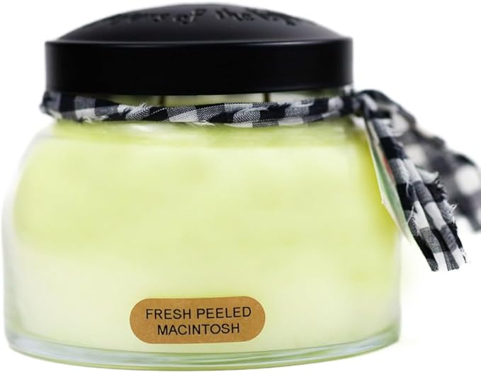 A Cheerful Giver - Fresh Peeled Macintosh Mama Scented Glass Jar Candle (22oz) with Lid & True to Life Fragrance Made in USA