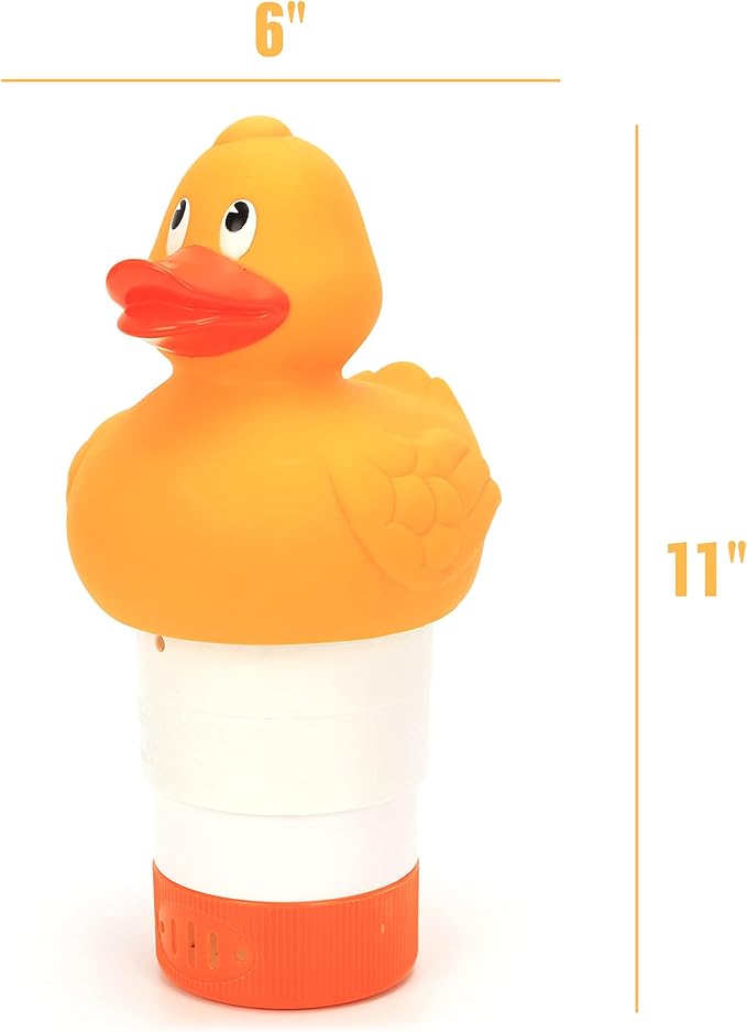 XY-WQ Chlorine Floater, Floating Pool Chlorine Dispenser (Duck), Fits 1 and 3 Inch Tablets for Large and Small Pools, Hot Tub, Spa