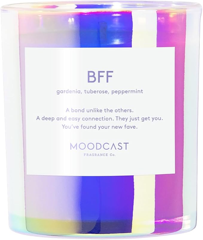 Moodcast BFF Scented Candle - Aesthetic Candle for Home, Gardenia, Peppermint & Tuberose, Clean Coco Wax Blend, Vegan, Paraben Free, 45-Hour Long Lasting Burn - 8oz