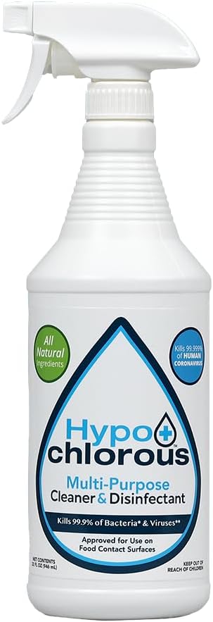Hypo+Chlorous Hypochlorous Acid Spray For Home 32oz - Cleaner & Disinfectant – Safe for Kids & Pets – Multi-Purpose Hypochlorous Acid Cleaner – Eco-Friendly HOCl Spray