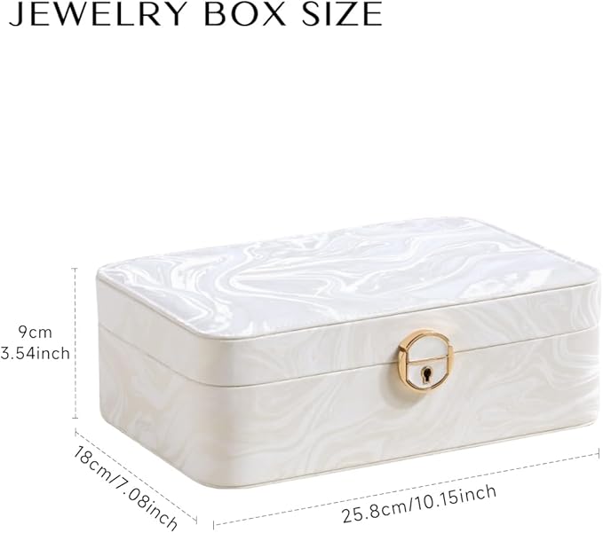 CASEGRACE 2-Layer Jewelry Box with Removable Tray, Portable Jewelry Organizer for Earrings Necklaces Rings, Gift for Women Girls on Birthday Valentine's Day (Fluorescent white)