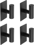 4 Pack Towel Hooks for Bathroom, Wall Hooks Self-Adhesive No-Drill Door Hanger Apply to Shower/Kitchen/Bedroom/Hanging Coat/Towel/Robe (Black)