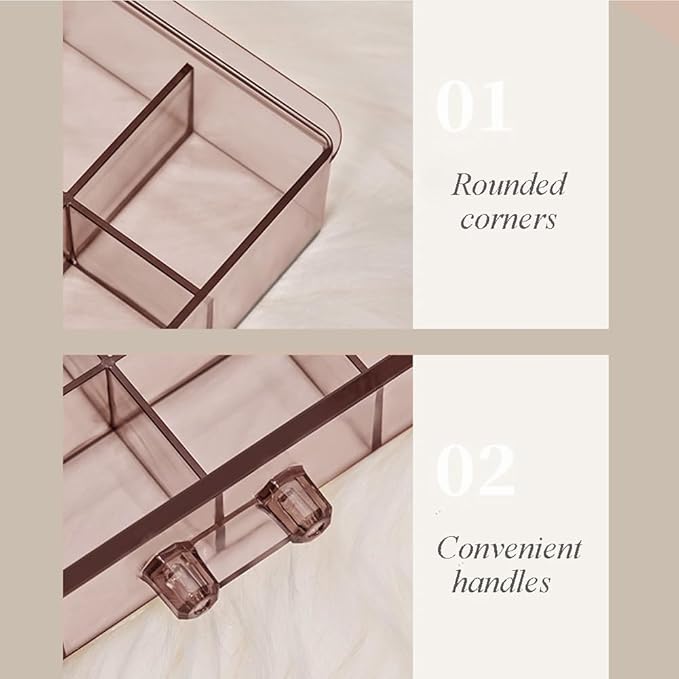Earring Storage Box Organizer 3 Drawers Acrylic Jewelry Storage Box Holder Transparent Jewelry Display Stand with 72 Small Compartments Gift for Women Girls (Clear Purple Brown)