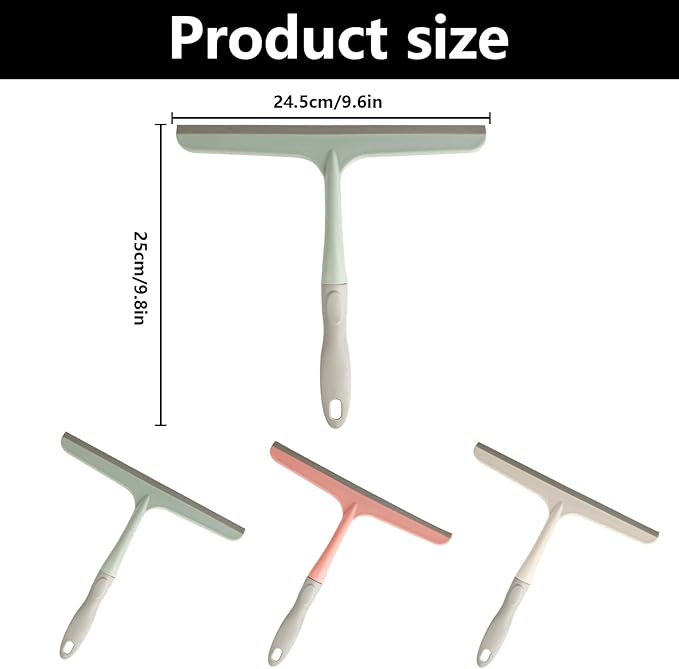 3 Pcs Shower Squeegee for Glass Doors, Car Window Squeegee, Streak-Free Mirror Cleaner Tool for Bathroom Kitchen Sink Countertop Tile Glass Shower Door Scraper Household Squeegees, with 3 Hooks