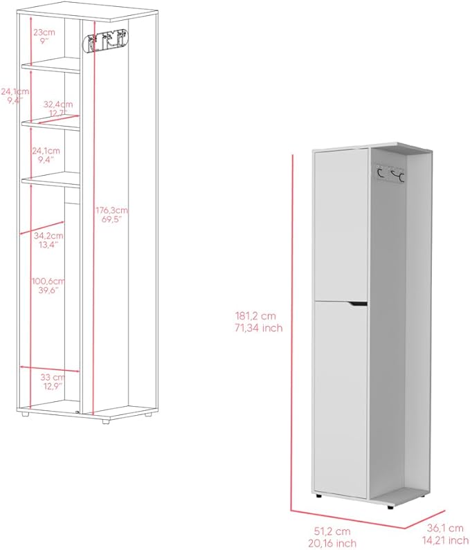Broom Storage Closet, Kitchen, White