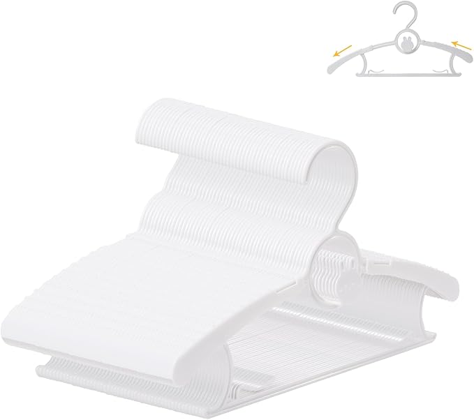 50 Pack Baby Hangers, 11"-14" Adjustable Infant Hanger, Non-Slip Kids Hanger, Space Saving Plastic Hangers for Girl Boy Toddler Kids Child (White)