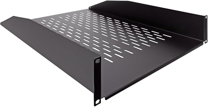 NavePoint 2U 19-Inch Universal Vented Rack Mount Cantilever Fixed Server Cabinet Shelf 22-Inches Deep Black