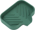 MicoYang Silicone Bathroom Soap Dishes with Drain Spout-Bathroom and Kitchen Sink Organizer,Sponge Holder,Dish Soap Tray,Perfect for Dispenser,Scrubber,Bottle,Cup on Sink or Counter-Green 4.9"×3.2"